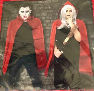 Red vinyl Hooded Cape Cloak Fancy Dress Witch Cosplay Red Riding Hood Superhero - Picture 1 of 2