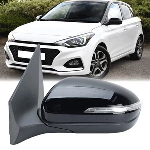 Left Passenger Manual Fold Black Wing Mirror For Hyundai i20 MK2 GB IB 2015-2020 - Picture 1 of 23