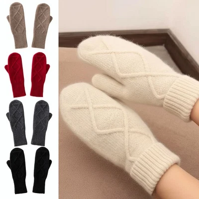 Women Soft Cashmere Blend Knitted Full Finger Gloves Arm Warm Long Wrist Winter - Image 1 of 4