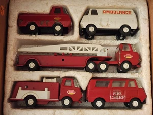 Vintage Tonka Toy Fire Rescue Vehicle Set Used see Photos 6 trucks in set - Picture 1 of 24