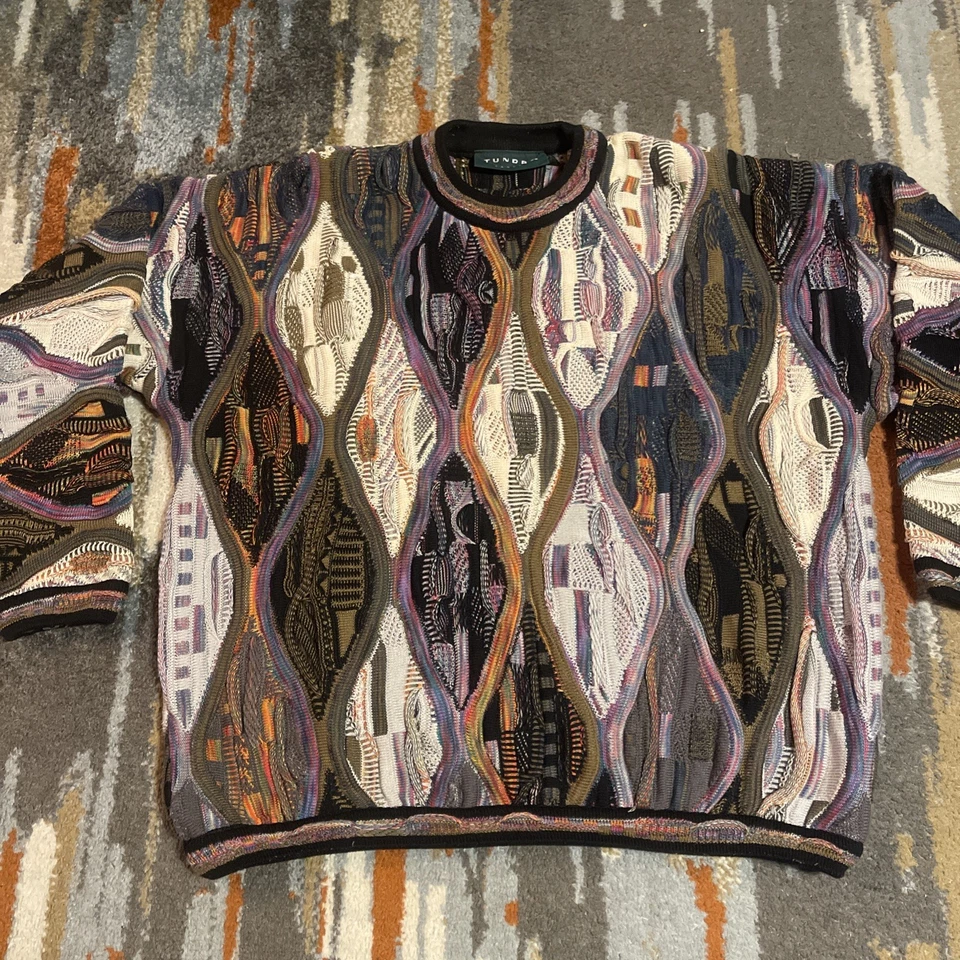 Suéter De Colección Para Hombre Tundra Coogi Estilo 3D Diamante Remolino Tonos Tierra Años 90 Talla XL Foto 1 de 4