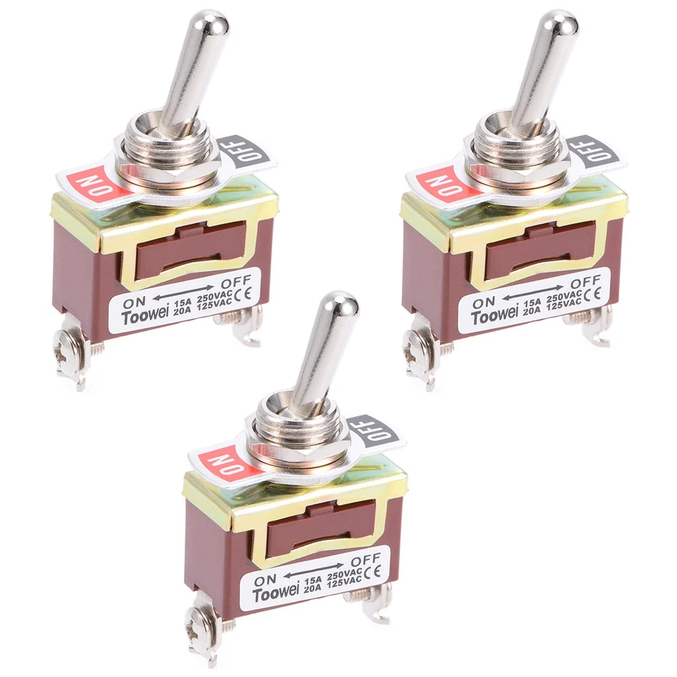 SPST Rocker Toggle Switch Heavy-Duty 15A 250V 20A 125V 2P ON-OFF Switch 3pcs Foto 1 de 3