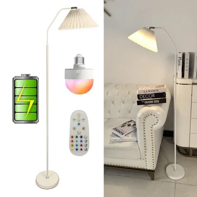 Battery Operated Cordless White Floor Lamp with Rechargeable RGB LED bulb, Di... - Image 1 of 4