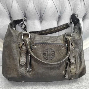 Cartera de cuero Antonio Melani metálica bronce con bolsillo frontal con cremallera - Imagen 1 de 9