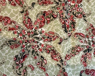 Bellagio Road by RJR Yuko Hasegawa Floral Paisley Green Background 38 x 44” - Image 1 of 3