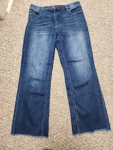 Kut From The Kloth Jeans Womens 10 Blue Kelsey Fab Ab Ankle Flare Raw Hem 32x27 - Picture 1 of 11