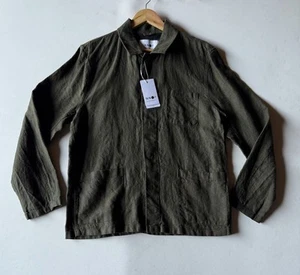 NN07 No Nationality Oscar Linen Blazer Men's Large Green Long Sleeve Jacket New - Picture 1 of 13