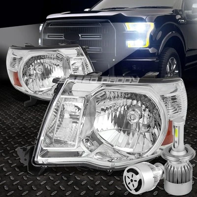 CHROME HOUSING HEADLIGHT AMBER CORNER+WHITE LED H4 HID W/FAN FOR 05-11 TACOMA - Image 1 of 4