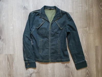 Vtg Company Ellen Tracy Womens 6 Jean Jacket Fitted Zip Up Grunge Denim Pockets - Image 1 of 4