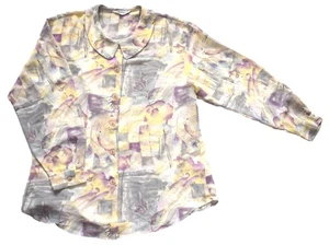 Vintage 90s Patterned Blouse Retro Boho Indie 14 - Picture 1 of 2