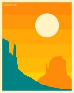 Poster - Navajo Tribal Park, Monument Valley, Minimal Retro Modern, 4 Sizes - Picture 1 of 21