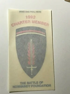 1992 CHARTER MEMBER THE BATTLE OF NORMANDY FOUNDATION STICKER - Picture 1 of 2