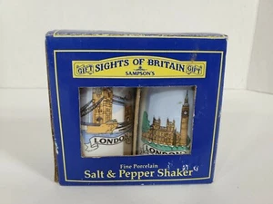 Sampson's Sights of Britain Porcelain Salt Pepper Shaker London Bridge Big Ben - Picture 1 of 7
