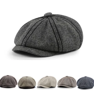 Men Beret Hat Cap Warm Autumn Winter Newsboy Flat Cap Gatsby Peaky Blinders Hat - Picture 1 of 27