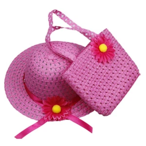 GIRLS TODDLER EASTER HAT DRESSUP TEAPARTY SET DARK PINK HAT MATCHING PURSE NEW - Picture 1 of 1