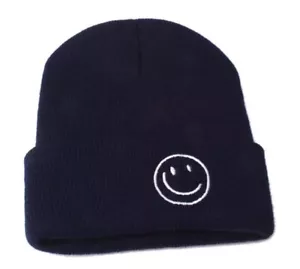 Gorro tejido cara sonriente azul talla única para niños - Imagen 1 de 1
