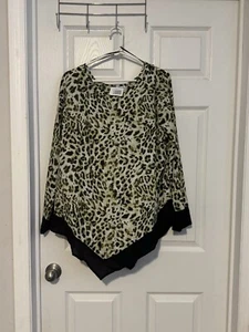 Stem & Vine Animal Print Round Neck Long Sleeve Round Neck Blouse Shirt New 2X - Picture 1 of 5