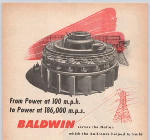Pubblicità Baldwin Locomotive Works Philadelphia Turbine Power stampa d'epoca 1944 - Foto 1 di 6