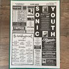 Melody Maker Live-Anzeigen ganzseitige doppelseitige Magazinanzeige 1992. Sonic Youth