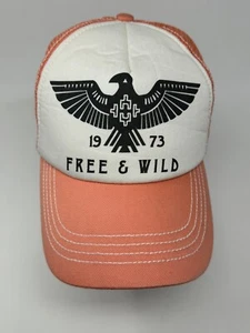 Women Billabong Free & Wild 1973 Mesh Trucker Snapback Hat Cap Surf White/Coral - Picture 1 of 13