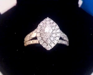 Marquise Cut Lab Created Diamond 3Ct Wedding Engagement Ring 14K White Gold Over - Picture 1 of 1