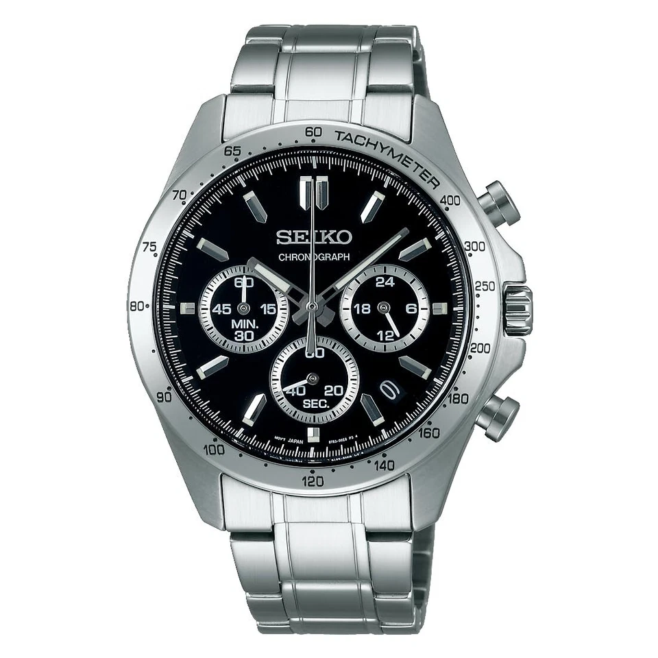 ☆Nuevo SEIKO SELECTION SPIRIT SBTR013 Reloj Cronógrafo Negro De Japón