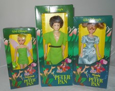 Set of 3 Walt Disney: Peter Pan, Wendy & Tinkerbell Doll Action Figure - New 