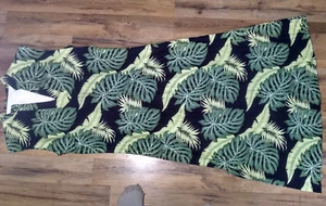 Vestido negro vintage marca Essence estampado hawaiano cuello en V con estampado verde rayón - Imagen 1 de 9
