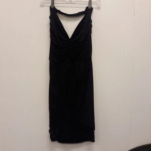 Double ZERO Dress Size L black v-neck with ruffles/Sleeveless free shipping  - Picture 1 of 10