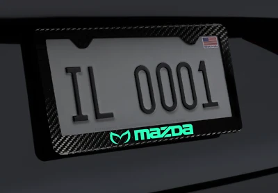 Marco de matrícula Devil Mazda Glow 100 % fibra de carbono real Foto 1 de 2