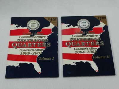 US Commemorative Statehood Quarters 1999-2008 Collectors Albums Full Sets V 1 &2 - Image 1 of 4