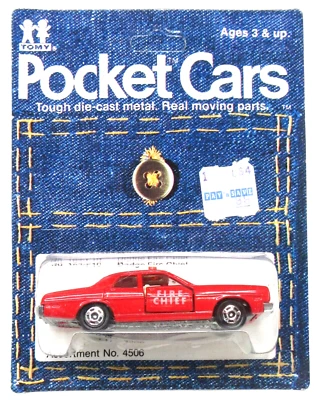 Tomy Tomica 163-F10 DODGE FIRE CHIEF diecast POCKET CARS mint on card sa1 - Image 1 of 4