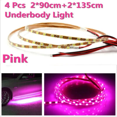 4pcs Pink LED Neon Strip Under Car Glow Light Tube Undercar Underbody Underglow - image 1 of 4