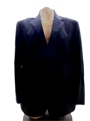 Wilke Rodriguez Negro Lana Lycra Tres Botones Traje Chaqueta Abrigo Deportivo 44R Foto 1 de 4