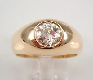 Antique Vintage 14K Yellow Gold 1.30 ct Diamond Gypsy Solitaire Ring Size 8.5 - Picture 1 of 7