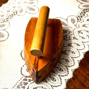 Vintage,Wood 'Sad Iron" Wood Iron Replica, Decor Piece, 6", - Picture 1 of 5