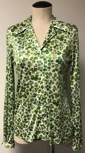 CAMISA BLUSA DELANTERA HALSTON VI DE COLECCIÓN VERDE BLANCO IRLANDÉS TRÉBOL ST PATRICK BOTONES S - Imagen 1 de 7