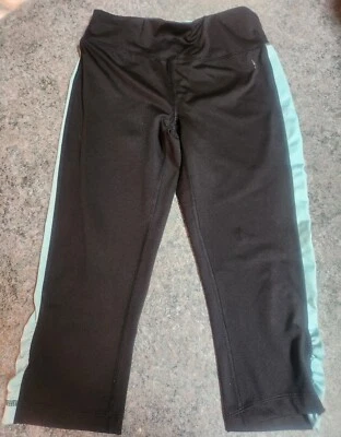 Danskin Now 女式 Capris 修身打底裤;黑色带蓝色侧面;尺寸 XS 0-2 — 第 1/3 张图片