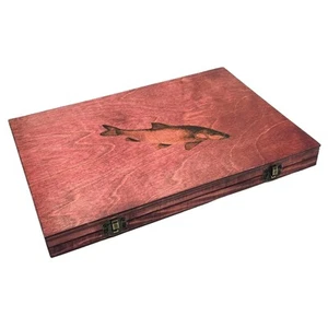 Handmade Float Box. Woodburnt Barbel Float Box - Picture 1 of 8
