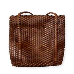 Vintage Nine West Schultertasche geflochten braun Lederbesatz - Bild 1 von 7