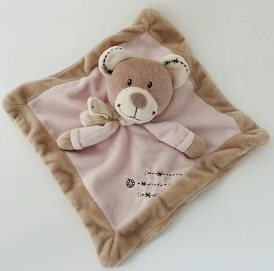 6232🌟Doudou ours plat Mouchoir rose marron SIMBA TOYS KIABI écru écharpe croix - Photo 1/2