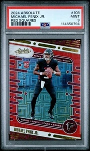 2024 Absolute ~ Michael Penix Jr. ~ Rookies Red Squares #/499 RC ~ PSA 9 - Picture 1 of 2