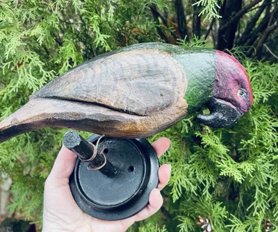 ANTIQUE FOLK ART CARVED PARROT GERMAN ARTISAN wood PAINTED wall mount - Image 1 of 4