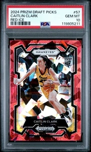 2024 Panini Prizm Draft Picks #57 Caitlin Clark RC Red Ice Prizm PSA 10 - Picture 1 of 2