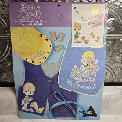 Antigo 1990 Precious Moments apliques de tecido sem costura - Best Friends #552 NOVO - Imagem 1 de 4