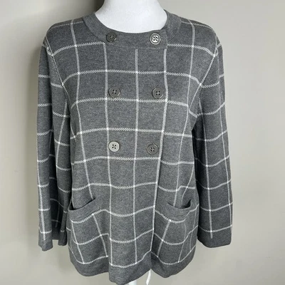 Cárdigan Suéter Banana Republic Mujer Gris Mediano Doble Pecho Carrera Oficina Foto 1 de 4