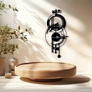 Modern Abstract Geometric Metal Wall Art Black Circular Design 40 cm - Picture 1 of 4