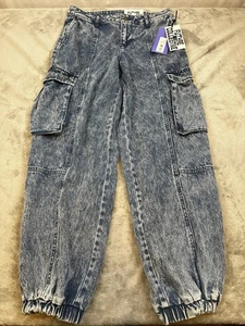 Future Collective Cargo Jogger Jeans Damen Größe 6 Blau Baggy Baumwolle Taschen Neu mit Etikett - Bild 1 von 14