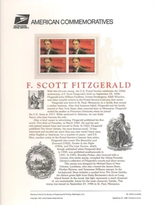 #503A 23c F.Scott Fitzgerald #3104 USPS Commemorative Stamp Panel in orig sleeve - Picture 1 of 1