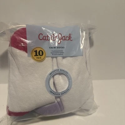 2/10pk Cat & Jack Blanco con Tacones de Colores Calcetines Pequeños Zapato 5 1/2 -8 1/2 Foto 1 de 4